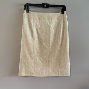 Halogen Linen Blend Pencil Skirt || SZ 2 || Tan/Cream